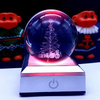 3D Crystal Ball Laser Engraving Christmas Tree Christmas Decoration Crystal Sphere Home Decoration Ball Ornament Creative Gift