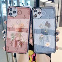 เคสโทรศัพท์ X7 Realme X50 6 5 5i 7 Pro 7i สีฟ้าสีชมพูดอกไม้หมีเย็นเคสกันกระแทกกระจกอย่างหนา