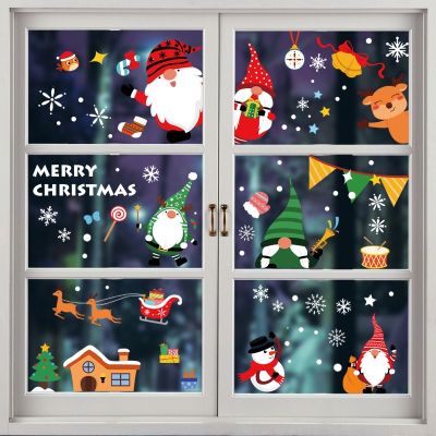 Christmas Window Stickers Merry Christmas Decorations Electrostatic Stickers Glass Wall Decals New Year Stickers Home Decor