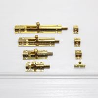 Top Selling Brass Doors Slide Latch Lock Bolt Latch Barrel Home Gate Safety Hardware Screws 4 Size 1.5/2/3/4 Inch Gold Color Door Hardware Locks Metal