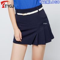 ♟♈ Belt free spring and summer golf skirt summer Korean sports tennis skirt pleated skirt anti-light skirt