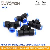 5pcs PE series T shaped Tee 4 6 8 10 12 14 16mm OD Hose 3 Way Port Y Shape Air Pneumatic Quick air Pneumatic Connectors Coupling