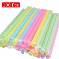✆ 100 Pcs Multicolor Plastic Straws Drinking Shop Juice Sucker Sturdy Straight Drinks Disposable Straws Accessories Paille Rietjes