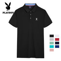 PLAYBOY เสื้อโปโลปักเสื้อโปโลลำลองเข้ารูปสำหรับผู้ชาย,เสื้อยืดแฟชั่นแขนสั้นคอโปโลสำหรับ S-4XL ฤดูร้อน