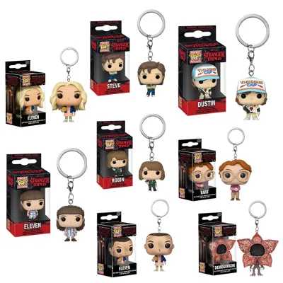 POP NEW Stranger Things ELEVEN Demogorgon DUSTIN Barb Steve Robin Keychain Toy Vinyl Figure Pocket Pop Keychain Model Toys