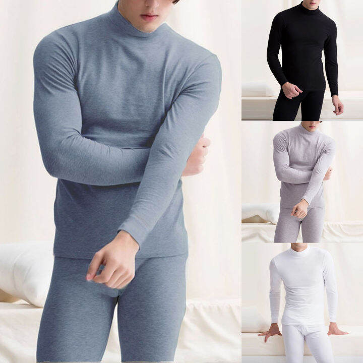 Benferry Men Pajamas Sets Plush Thicken Half-high Collar Warm Winter ...