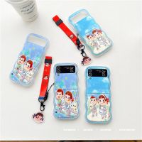 เคสโทรศัพท์สำหรับหญิงสาวน่ารักลายการ์ตูนคลื่นน่ารักสำหรับ Samsung Galaxy Z พลิก5 4 3ฝาหลังป้องกันสำหรับ Zflip3 Zflip4 Zflip5เคส