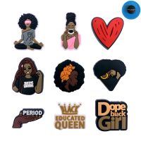 11PCS Wholesale Mix Cartoon BLM Series Buckles Silicone Shoes Charms Dope Black Girl Icon Accessories Decor On Hole Slipper