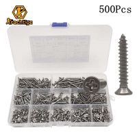 ที่มีประสิทธิภาพ500ชิ้น304สแตนเลสตนเองแตะสกรูข้าม countersunk หัวตนเองแตะสกรูหัวแบน M3 * 6-30มิลลิเมตร