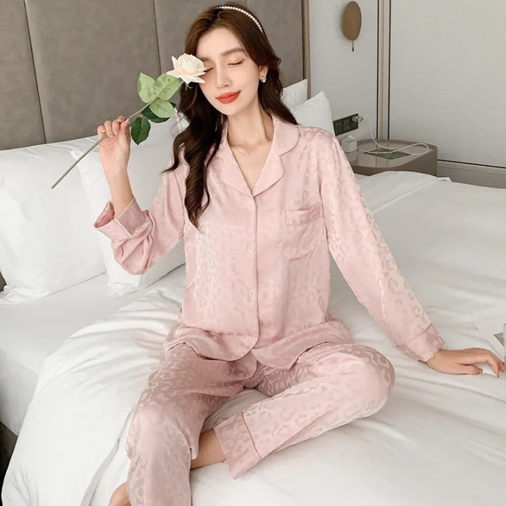 Buy Autumn and winter new couple ice silk pajamas women's long-sleeved thin  section cute cow suit Korean men's outer wear home service ｜Couple pajamas  sets-Fordeal