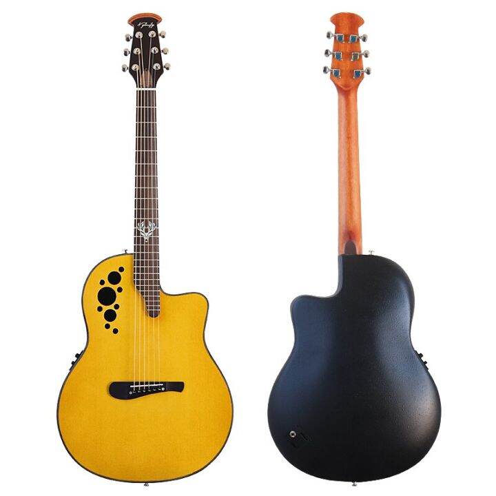 Laminated Spruce Wood Electric Acoustic Guitar 6 Strings Round Back