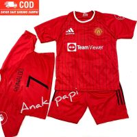 MU FC Logo Embroidered Hyget Short Sleeve Soccer Top and Shorts Terno Size 2-24 for Kids Boy