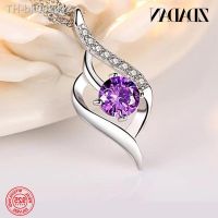 ✶❄ ZDADAN 925 Sterling Silver Heart Amethyst Necklace For Women Fashion Wedding Jewelry