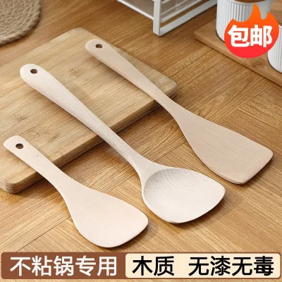 Kitchen cooking wooden spatula wooden spatula non-stick pan special household wooden kitchen utensils high temperature resistant small wooden spatula for frying 【JYUE】