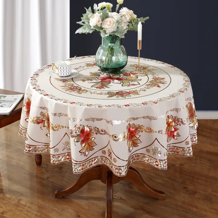 【New Fire】 Modern Round TablePVCTablecloth Oil-proof TableTea Coffee ...