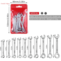 SRAITH 10pcs มินิมินิ ประแจประเภทอังกฤษ/เมตริก ป้องกันการระเบิด ประเภทอังกฤษ/เมตริก ชุดประแจประแจขนาดเล็ก เครื่องมือสำหรับมือ 4-11มม. ขันสกรู/น็อตให้แน่น