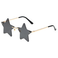 New Personalized Five-Pointed Star Rimless Sunglasses European And American Fashion Marine-Lens Sunglasses Funny Sun Glasses