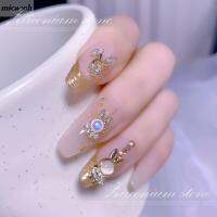 MICACOH หรูหรา3ชิ้นหินคริสตัล Rhinestone เล็บชิ้นส่วนไข่มุกจี้เสน่ห์เครื่องประดับตกแต่งเล็บแต่งเล็บกระต่ายเครื่องประดับเล็บ