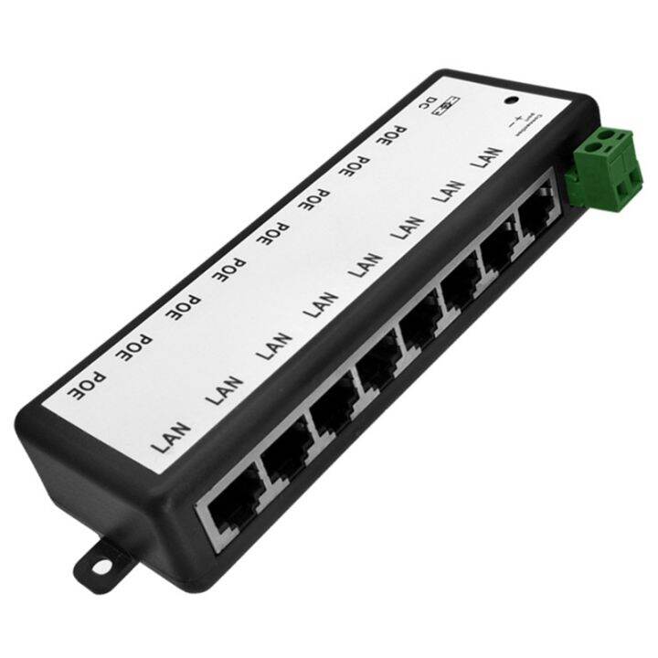 POE Injector 8 Ports PoE Power Adapter Ethernet Power Supply for CCTV ...