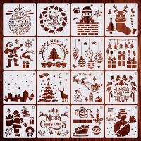 16 ชิ้น/12 ชิ้น DIY Merry Christmas Drawing แม่แบบลายฉลุลายนูนกระดาษการ์ดจิตรกรรม Scrapbooking แสตมป์อัลบั้มตกแต่ง-GHKUG STORE