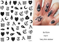 10PCS New Pink Flame Demon Eye Nail Sticker Smiley Flower Art Pattern Nail Slider Nail Sticker Decoration