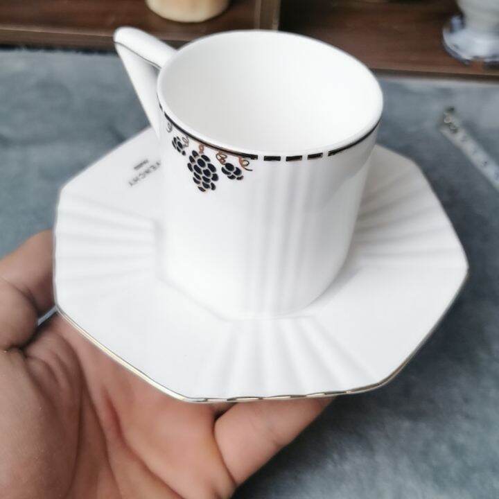Givenchy 2 Cups and 2 Saucers Set, Fine Bone China Coffee Cup Breakfast Afternoon Tea Birthday
