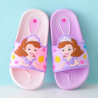 hiLuoJiangQuShuangYangYou รองเท้าเด็กผู้หญิง รองเท้าแตะเด็ก การ์ตูนน่ารัก เจ้าหญิง ลื่น แต่เพียงผู้เดียวนุ่ม รองเท้าแตะเย็น SJ5128