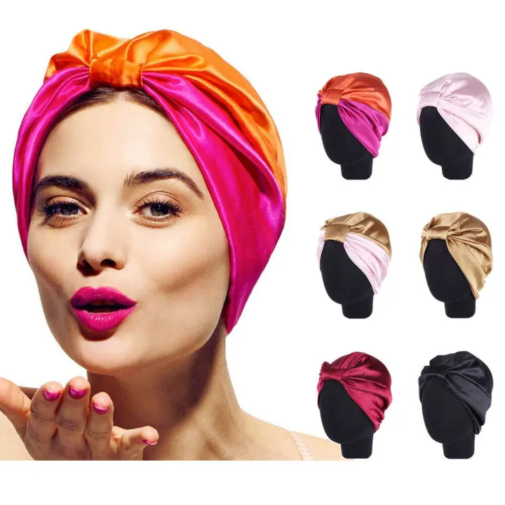 1pc Double layer stretch satin turban cap imitation silk night cap hair care cap chemotherapy cap women's pure silk night cap sleep hat evening hair styling care hat wrap | Lazada Singapore 1pc Double layer stretch satin turban cap imitation silk night cap hair care cap chemotherapy cap women's pure silk night cap sleep hat evening hair styling care hat wrap | Lazada Singapore