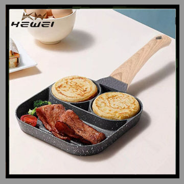 KEWEI Egg Frying Pan 3 Section 2 in 1 Divided Frying Grill Pan