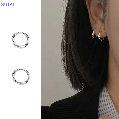 💖【Lowest price】SUTAI ต่างหูห่วงทองบิดเกลียวสำหรับผู้หญิงห่วงหนาแบบไม่ทำให้เกิดอาการแพ้ต่างหูบิดแบบวินเทจขนาดใหญ่