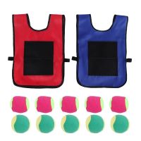 Dodgeball Game Set - 2Pcs Kids Dodgeball Tag Sticky Vests with 10 Sport Balls for Indoor Outdoor Playground Games