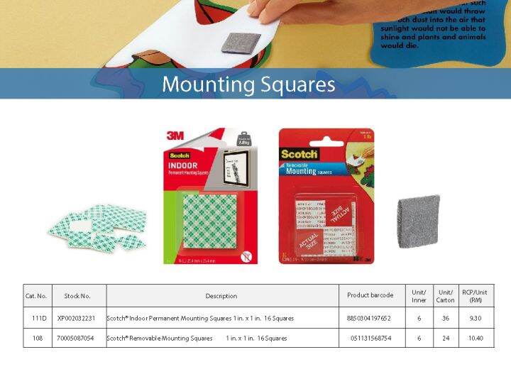 3M Scotch Removable Mounting Squares Lazada