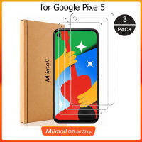 ~ Miimall 3-PACK ฟิล์มกันรอยหน้าจ Google Pixe 5/4A 5G ฟิล์มกันรอยหน้าจอกระจกนิรภัย HD ความชัด 9H ความแข็ง พร้อมเคลือบ Oleophobic สำหรับ Google Pixel 5