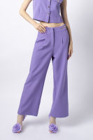 f.fashion กางเกงทรงขากว้างแต่งโซ่ ผู้หญิง สีม่วง| Chain Decorated Wide Leg Trousers | 6186