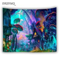 bohemian home decor wall tapestry hanging huge mushroom house fairyland psychedelic tapestry