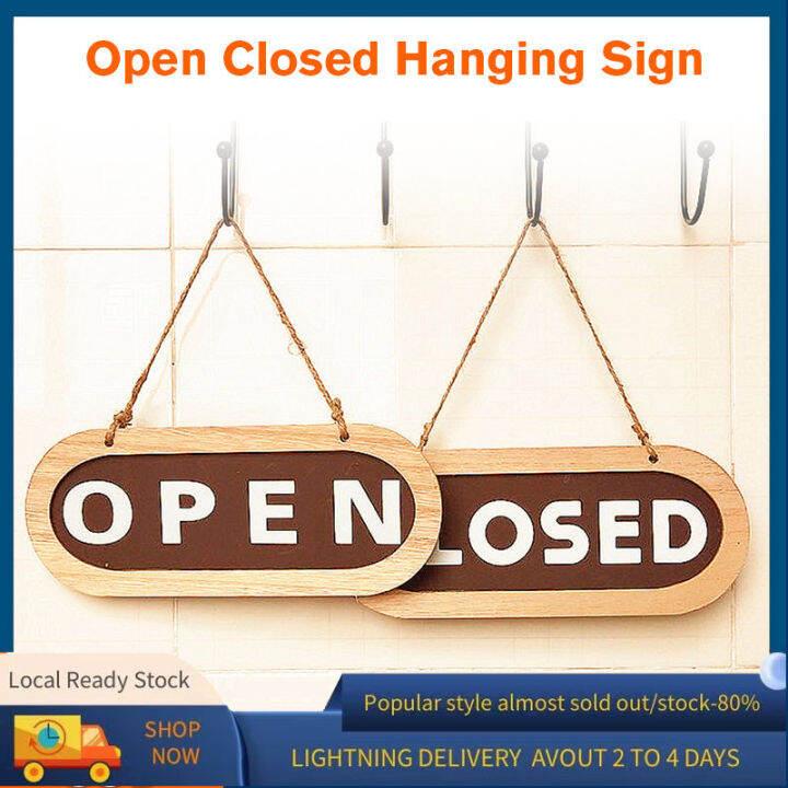 Business Open Closed Sign Wood Open Closed Hanging Sign 2 Sided ...