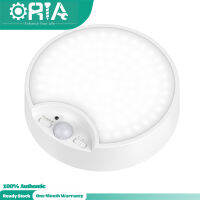 ORIA เซ็นเซอร์ตรวจจับการเคลื่อนไหวไฟติดเพดานแบตเตอรี่ LED ไฟติดเพดานในร่มกลางแจ้งที่เปิด/ปิด/อัตโนมัติ3โหมดและความสว่าง3ระดับเหมาะสำหรับทางเดินบันไดห้องน้ำห้องนอนตู้หนังสือฯลฯ