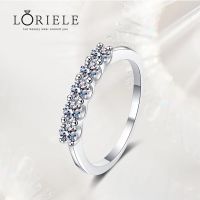 LORIELE ชุดหมั้นเพชรโมอีส0.5CT เงิน3มม. แหวนแต่งงานครึ่งนิรันดร์สำหรับ5หินกลมสุกใสตัด