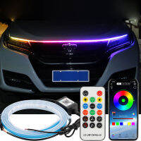 Universal Colorful Car Headlight Strip RGB LED Auto Daytime Running Light Car Hood Decorative Light Strip APP Remote Control