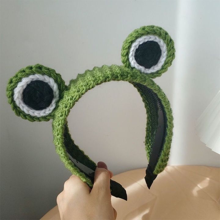 cc-2023-new-big-eyes-knit-frog-headband-makeup-hair-band-cartoon-scrunchies-headdress-accessories