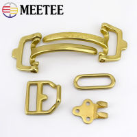 1Set=4Pcs Meetee Solid ss Cavalry Belt Buckle for Men DIY Waistband Jeans Leather Craft for 38mm Belt Rivet Screws Accessory