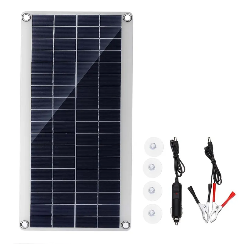 300W Solar Panel Portable Dual 12/5V DC USB Fast-Charging Waterproof  Emergency Charging Outdoor Battery Charger for Car 