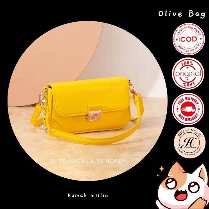 OLIVE BAG JIMS HONEY TAS SELEMPANG FEMININ ELEGAN PERPADUAN BAHAN KULIT