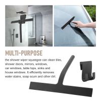 Shower Squeegee, Silicone Window Squeegee Black Wiper Without Drilling Shower Cleaner with Hanging Hook