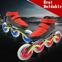 PASENDI Heat moldable inline speed skating shoes 125mm big wheel 110mm 100mm Thermoplastic roller inline man women roller skate Training Equipment