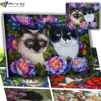 Diamond Painting 5D DIY Cat Animal Flower Full Diamond Mosaic Embroidery Cross Stitch Kit Home Decor Handicraft pintura diamante