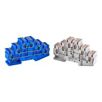 10 Pcs Din Rail Terminal Block PT2.5-3L Electrical Connector Triple Layer Spring Wiring Connection Wire Conductor Terminal Block