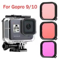 ตัวกรองเวลาดำน้ำสำหรับ Gopro 9/10กล้องสีดำซองกันน้ำเดิมอุปกรณ์เสริมดำใต้น้ำเลนส์ชุดฟิลเตอร์สี