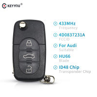 【☄New Arrival☄】 xian9 Keyyou 433Mhz 3รีโมทกุญแจรถยนต์สำหรับ Audi 4d0837231a 4d0 837 231ชิป Id48แบบพับสำหรับ A6 A4 A3 A8รุ่นเก่า1999-2002