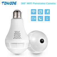 TOWODE WiFi IP Camera 960P Home Security Panoramic Bulb 360 Degree Camera LED Light Lamp Anti-Thief Motion Detect Surveillance